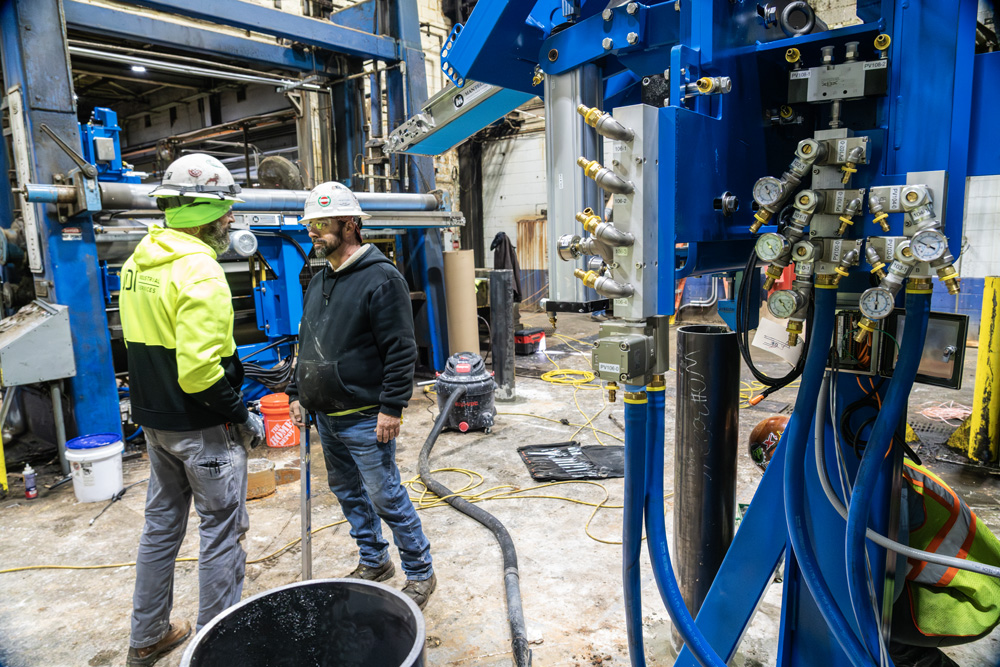 paper mill threading system mechanical work