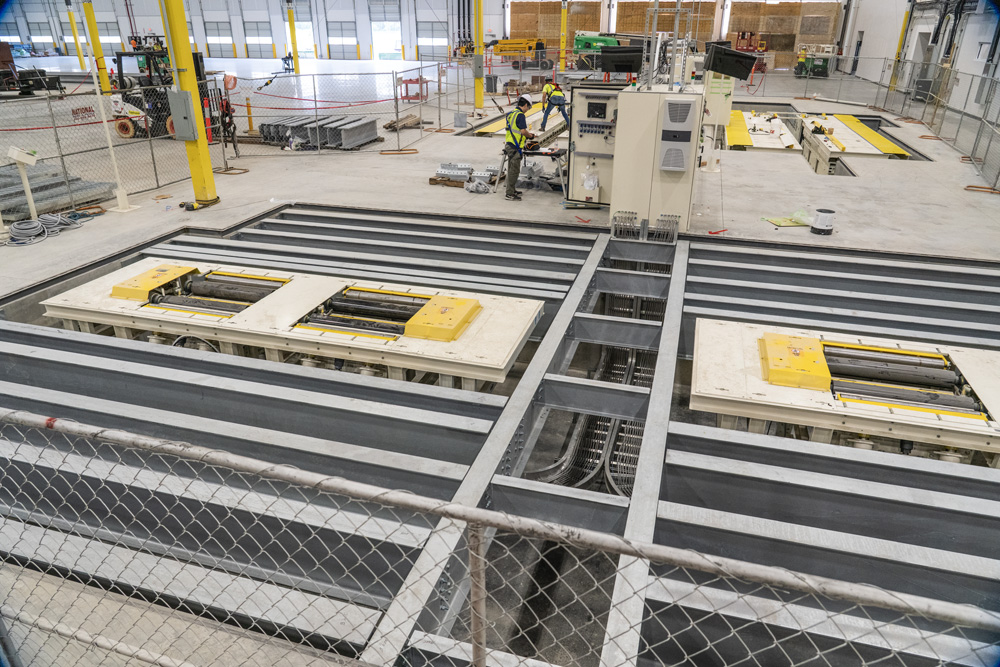automotive steel package installed above the pit